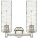 Crown Point 2 Light 13.88 inch Polished Nickel Bath Vanity Light Wall Light in Deco Swirl Glass