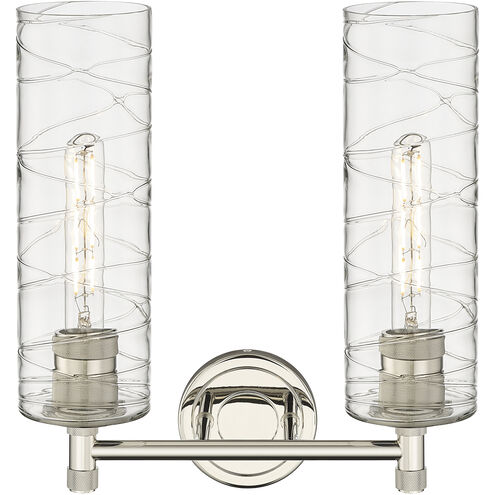 Crown Point 2 Light 13.88 inch Polished Nickel Bath Vanity Light Wall Light in Deco Swirl Glass