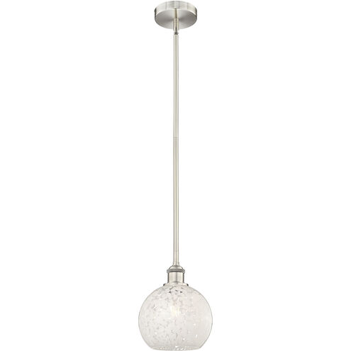 Edison White Mouchette 1 Light 8 inch Brushed Satin Nickel Stem Hung Mini Pendant Ceiling Light