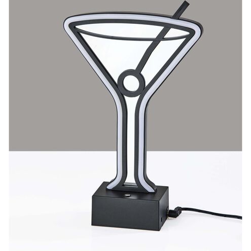 Infinity Neon 10 inch 1.00 watt Black Table/Wall Lamp Portable Light, Martini Glass, Simplee Adesso