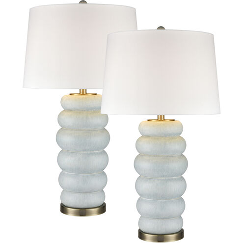 Barden 30 inch 150.00 watt Light Green with Antique Brass Table Lamp Portable Light, Set of 2