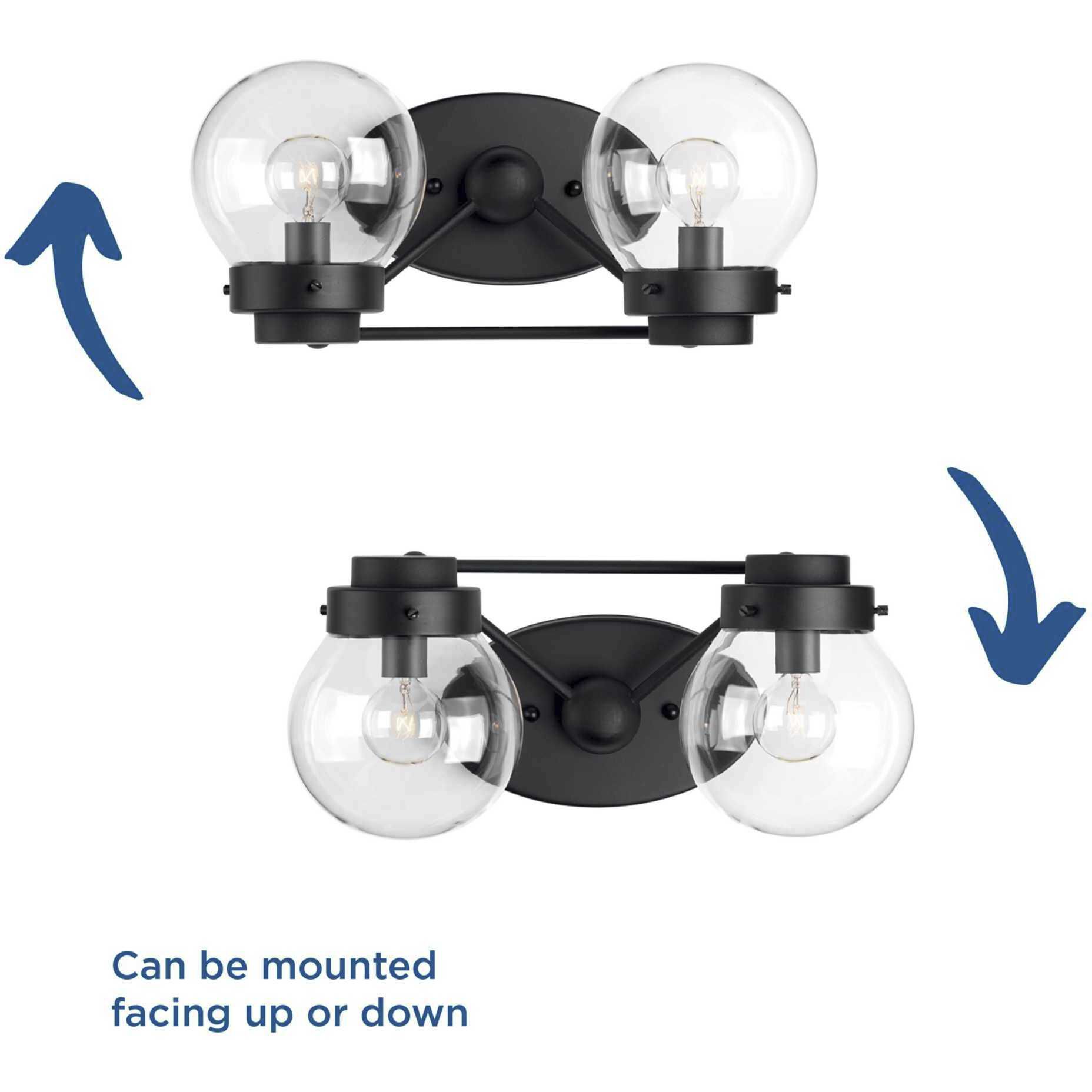 Spatial 2 Light 14 inch Matte Black Bath Vanity Wall Light, Design Series