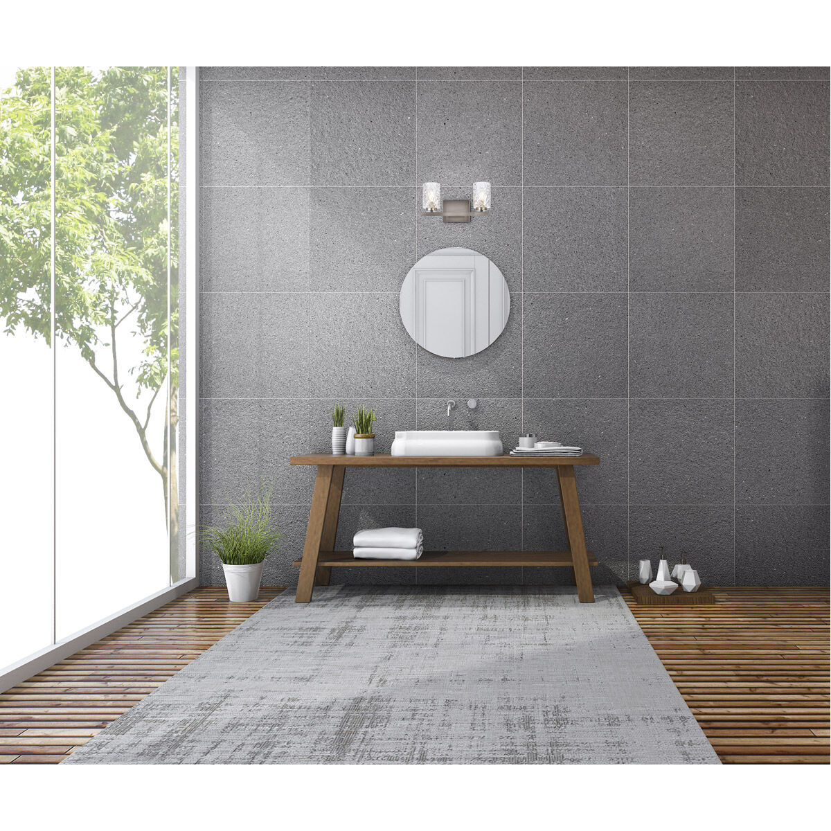 Cassie 2 Light 14 inch Stain Nickel Bath Sconce Wall Light