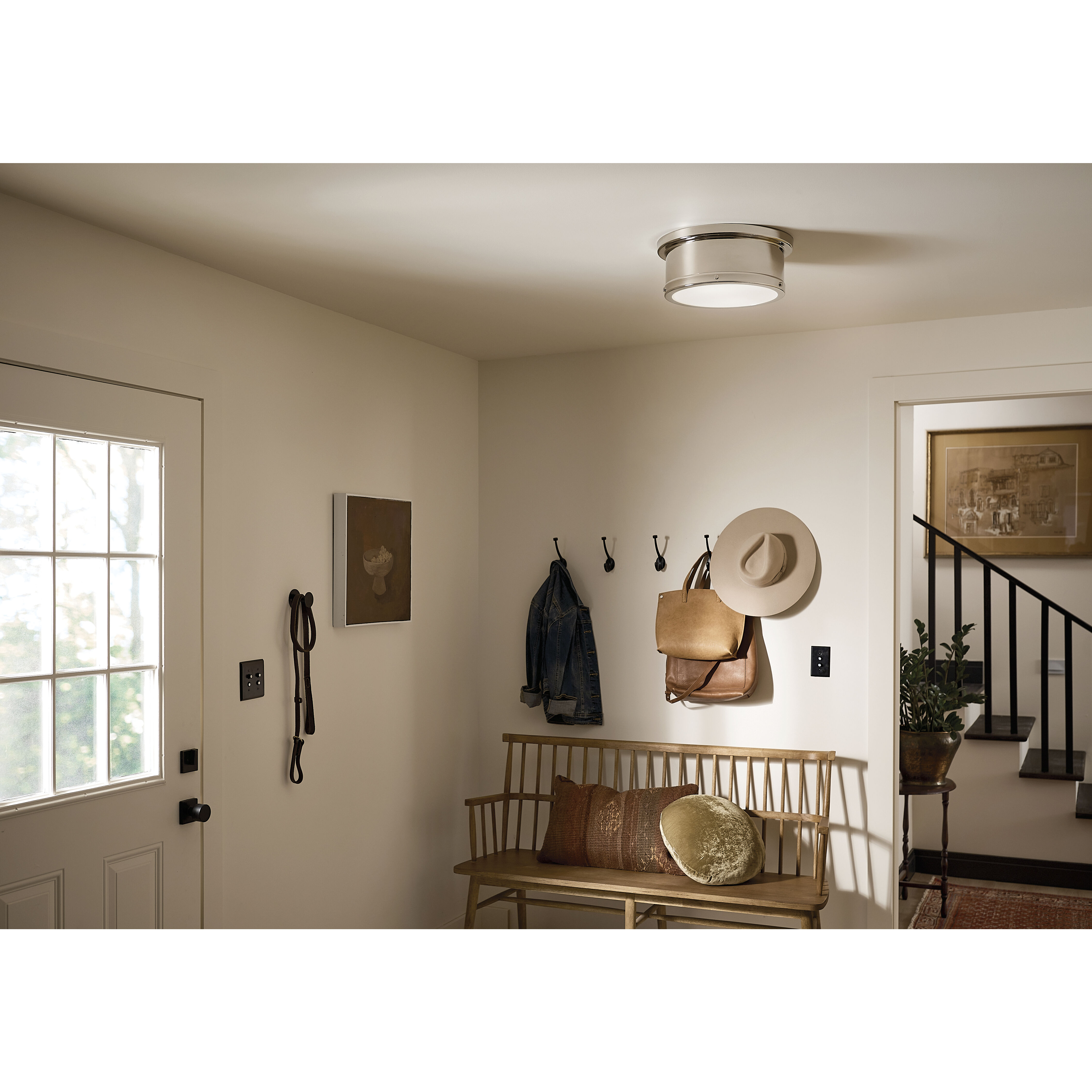 Serca 2 Light 14.25 inch Polished Nickel Flush Mount Ceiling Light