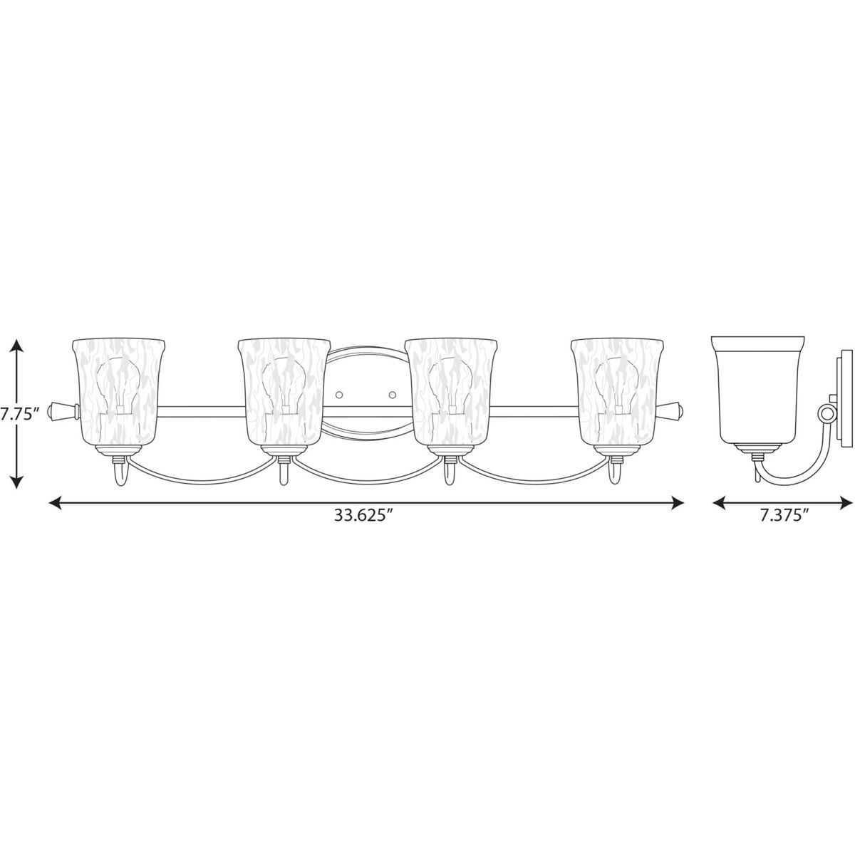Bowman 4 Light 33.63 inch Cottage White Bath Vanity Wall Light