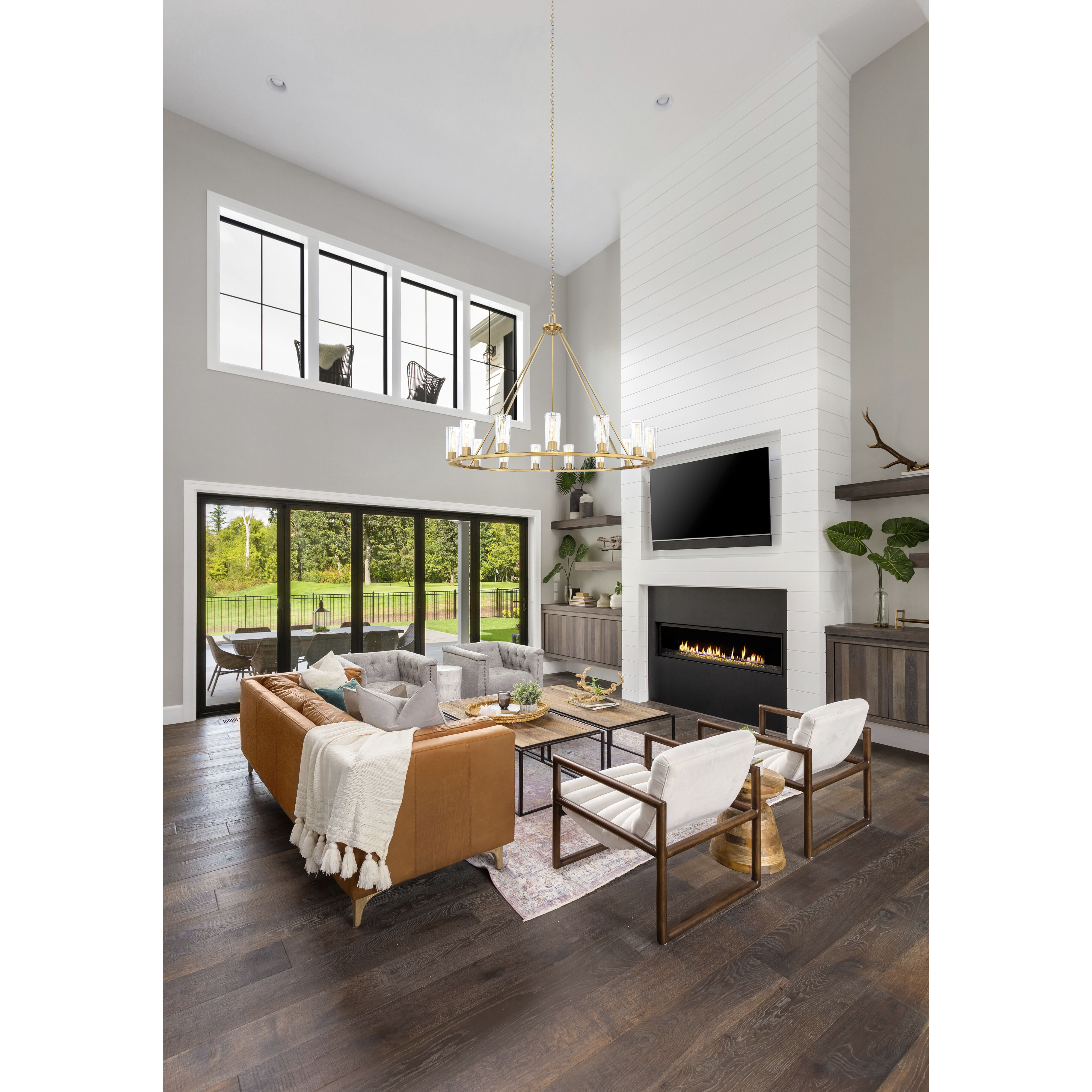 Titus 15 Light 62.5 inch Modern Gold Chandelier Ceiling Light