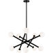 Matchstix 10 Light 28 inch Black Pendant Ceiling Light in Black and Opal Glass