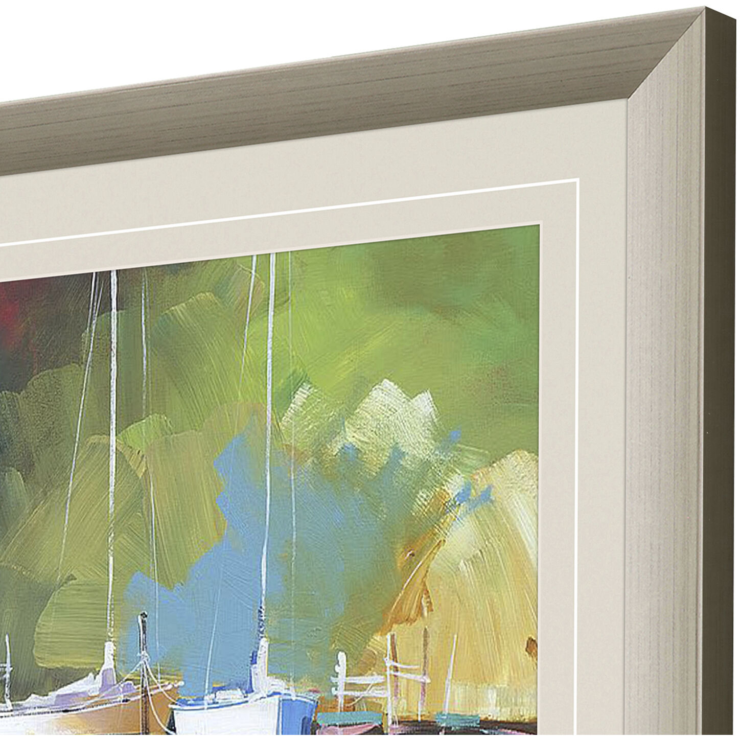 Waterside Blue and Green and Red and White Framed Art
