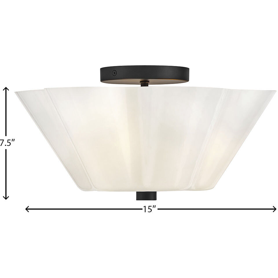 Honey 3 Light 15 inch Black Semi-Flush Mount Ceiling Light, Medium