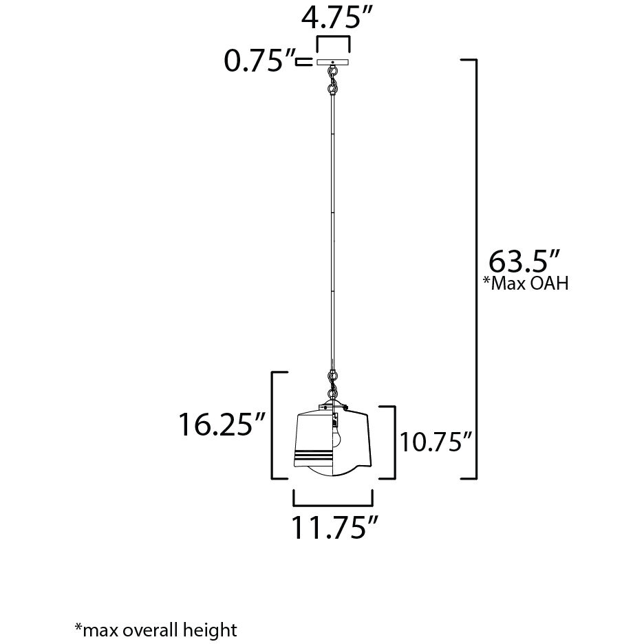 Eureka 1 Light 11.75 inch Black Single Pendant Ceiling Light