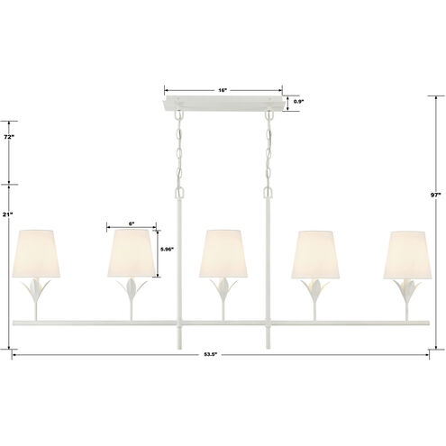 Broche 5 Light 53.5 inch Matte White Chandelier Ceiling Light