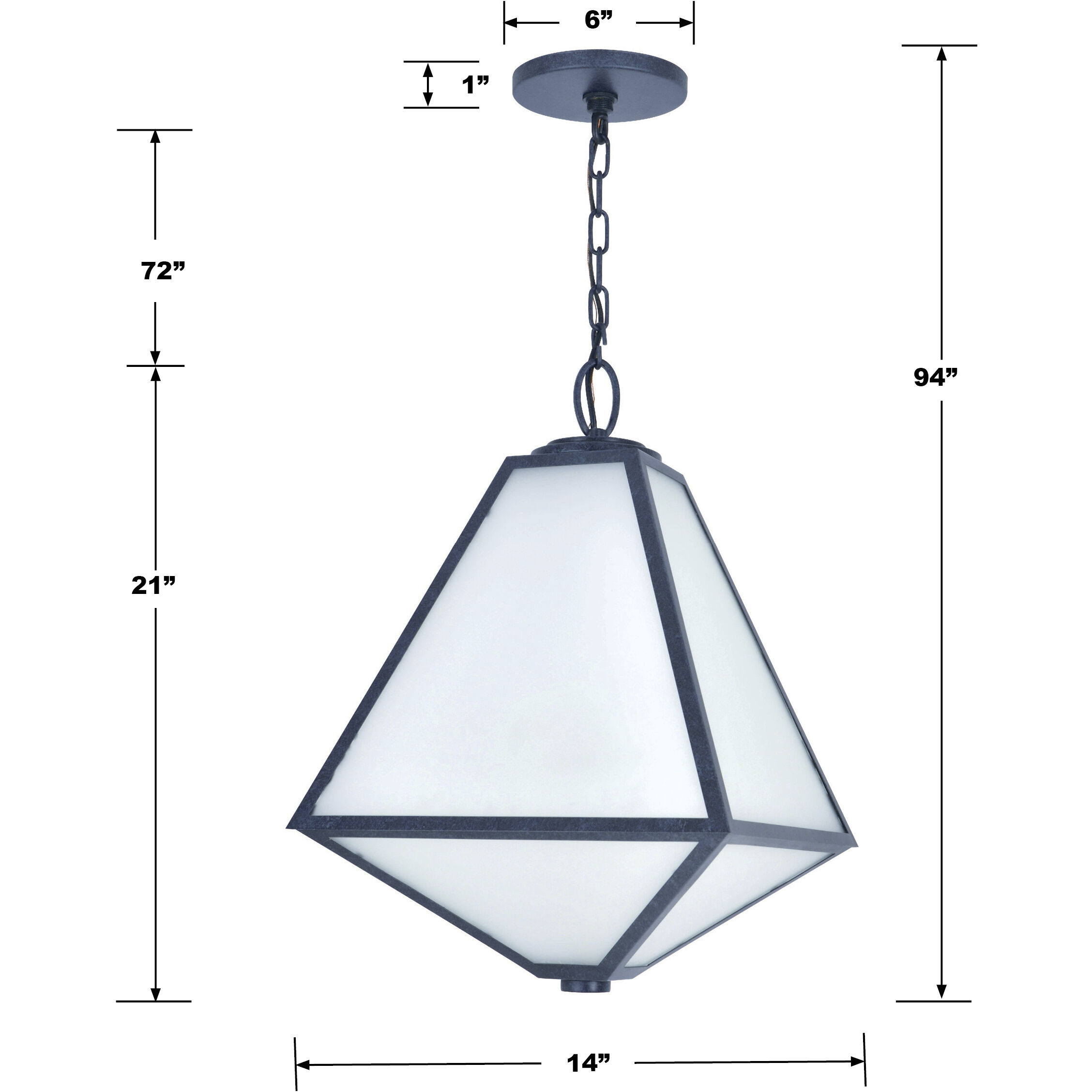 Glacier 3 Light 14 inch Black Charcoal Outdoor Pendant in White