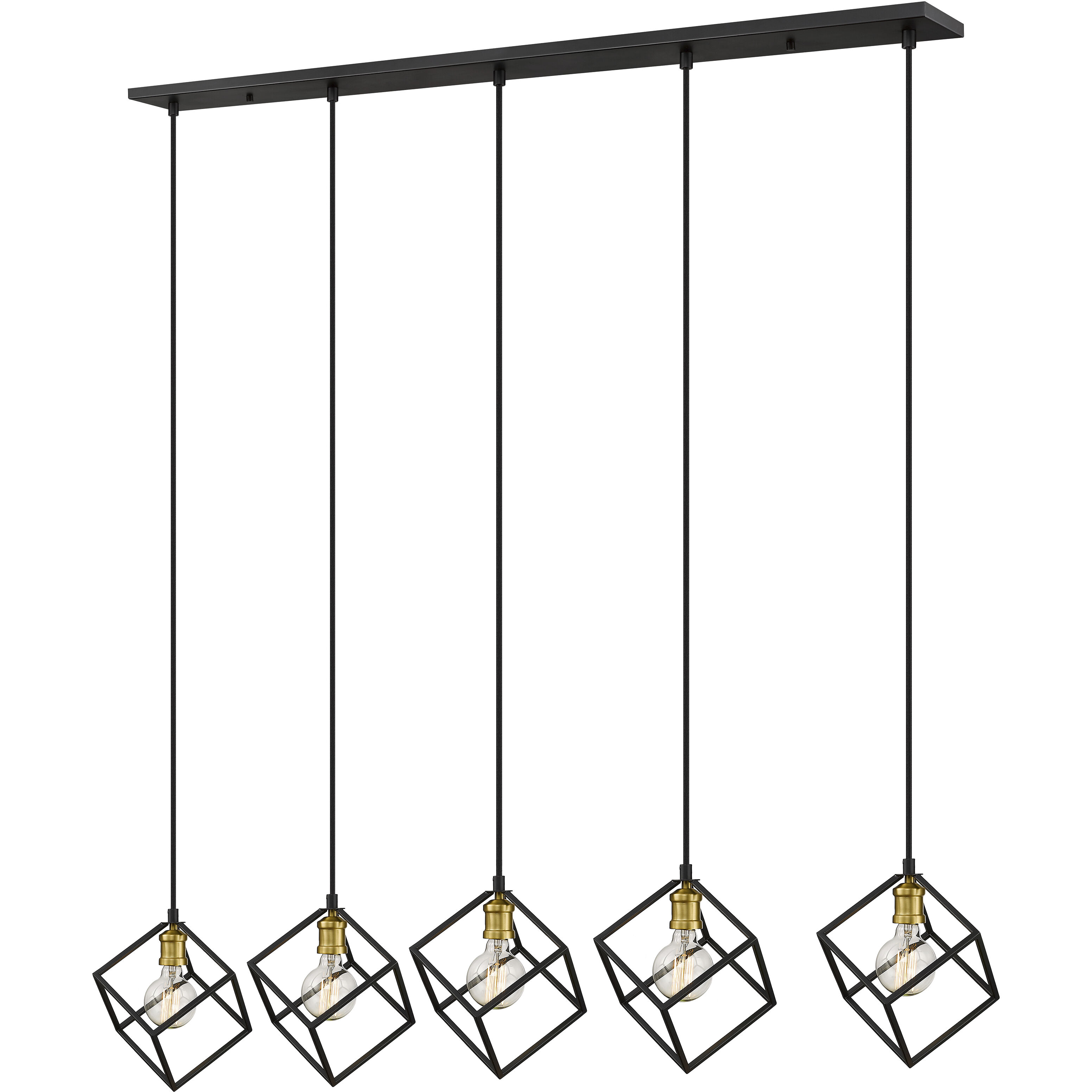 Vertical 5 Light 54 inch Bronze and Olde Brass Linear Chandelier Ceiling Light