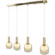 Juna 4 Light 44.1 inch Brass and Travertine Linear Island Pendant Ceiling Light