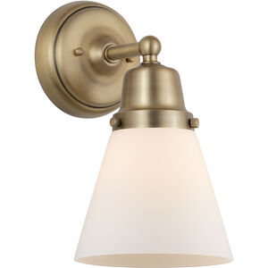 Aditi Cone 1 Light 6 inch Brushed Brass Sconce Wall Light in Matte White Glass