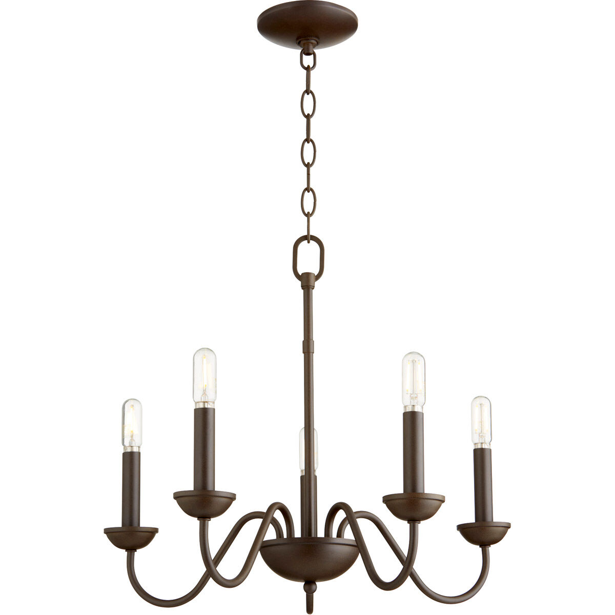 Fort Worth 5 Light 20 inch Oiled Bronze Chandelier Ceiling Light, Quorum Home