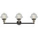 Franklin Restoration Small Oxford LED 34 inch Black Antique Brass Bath Vanity Light Wall Light in Seedy Glass, Franklin Restoration