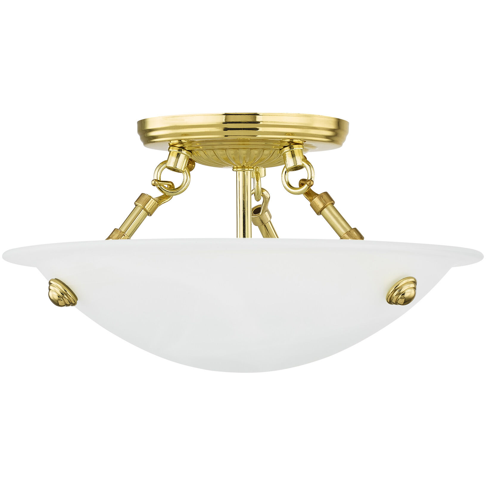 Oasis 3 Light 12 inch Polished Brass Semi-Flush Mount Ceiling Light
