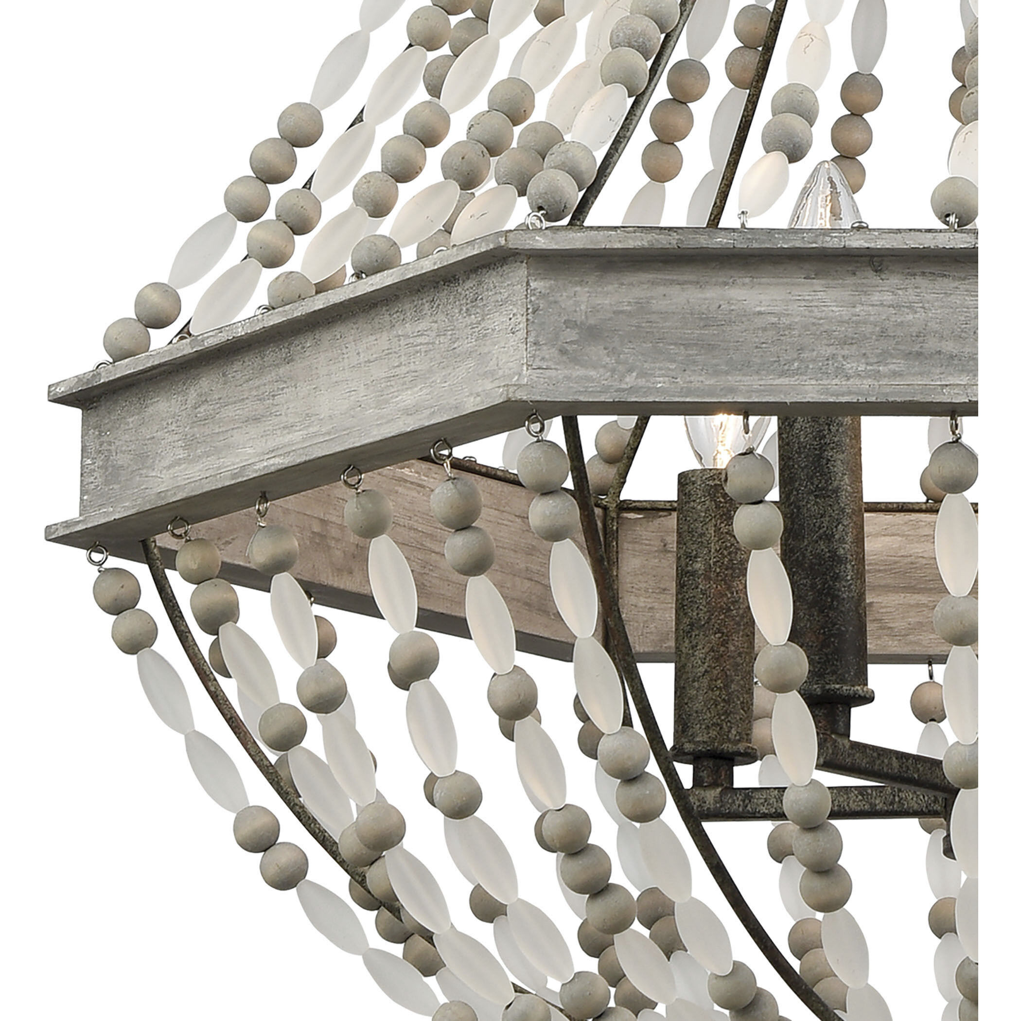 Summerton 5 Light 24 inch Graywash with White and Aged Black Chandelier Ceiling Light