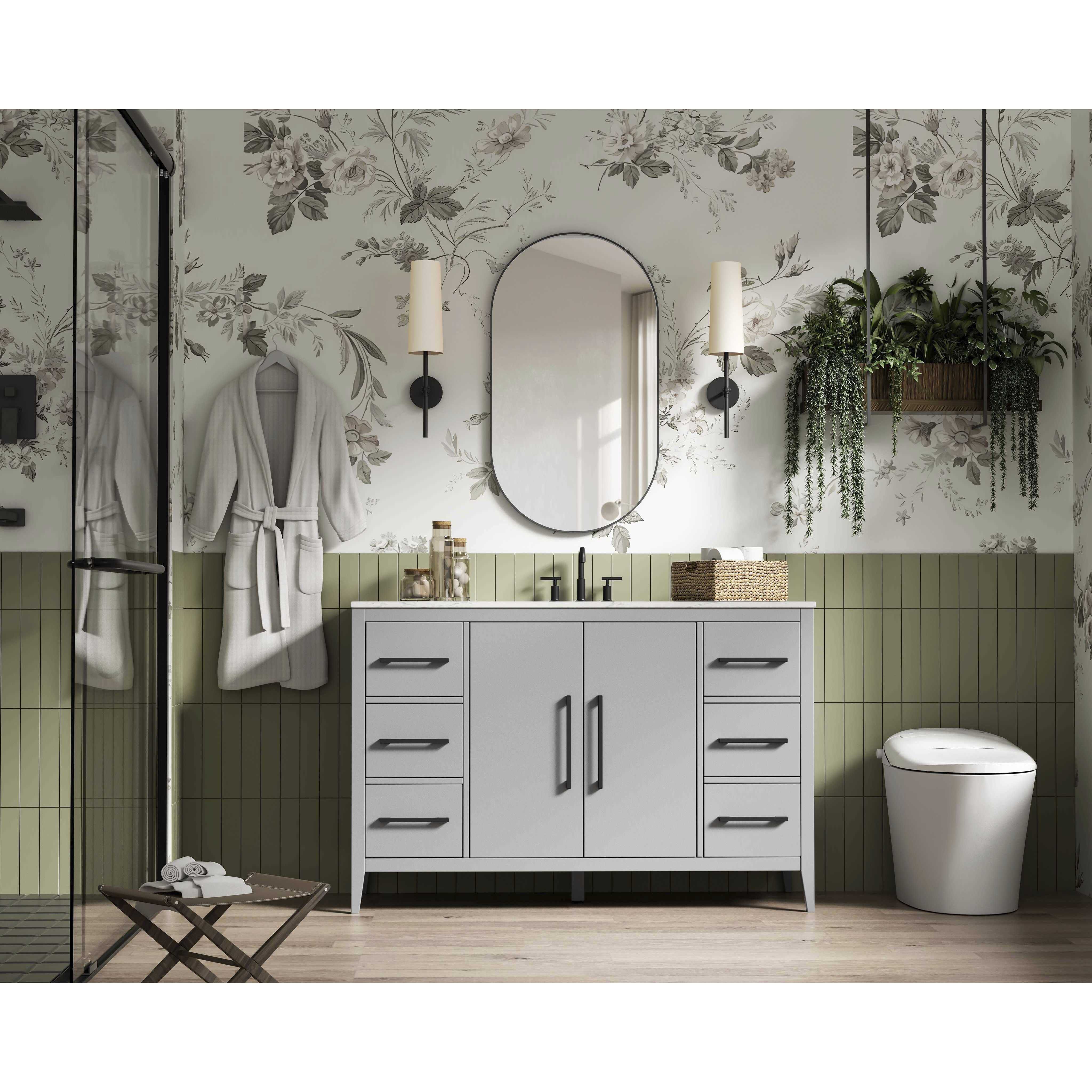 Millie 54 X 35 inch Grey Bathroom Vanity Cabinet