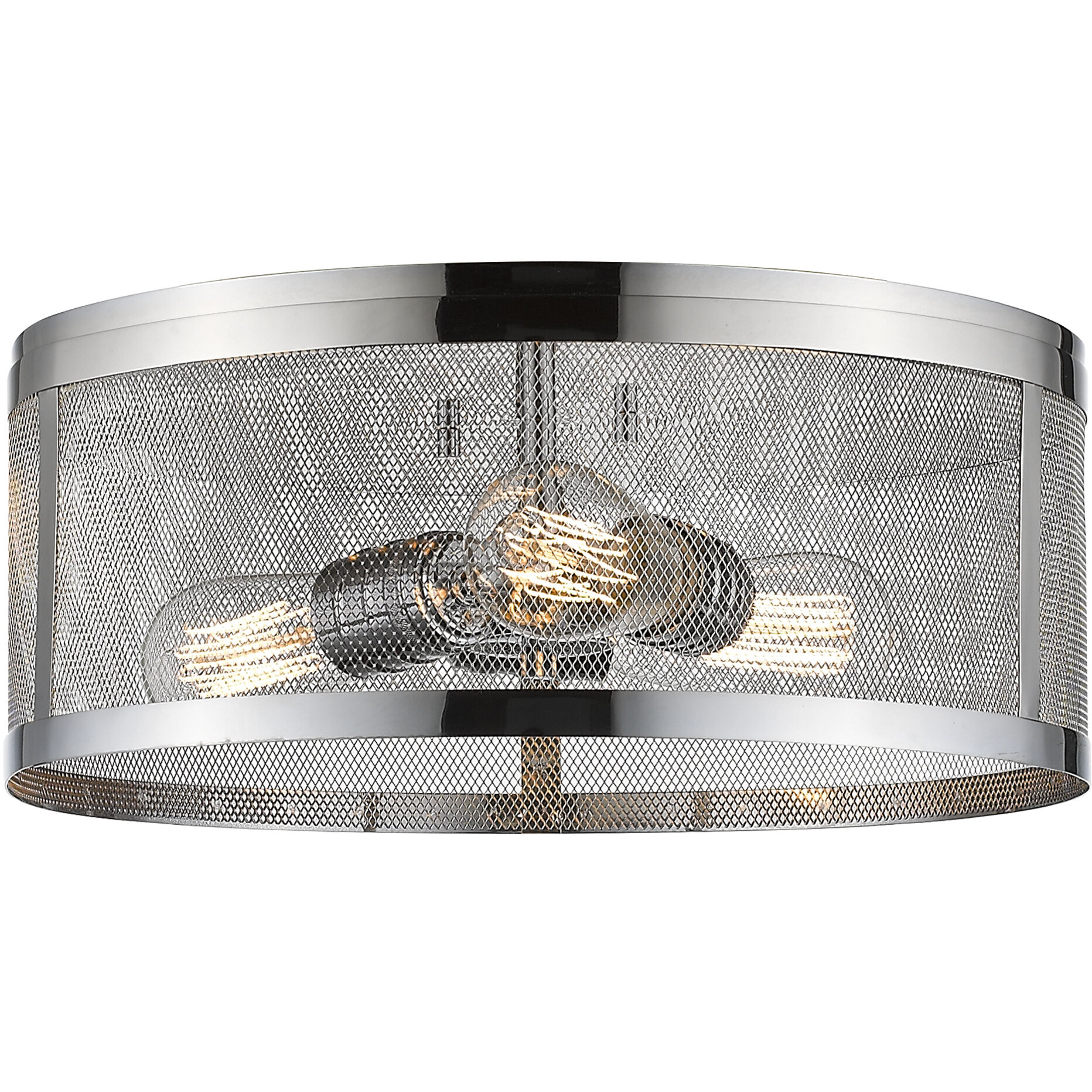 Meshsmith 3 Light 14.88 inch Chrome Flush Mount Ceiling Light in Chrome Steel