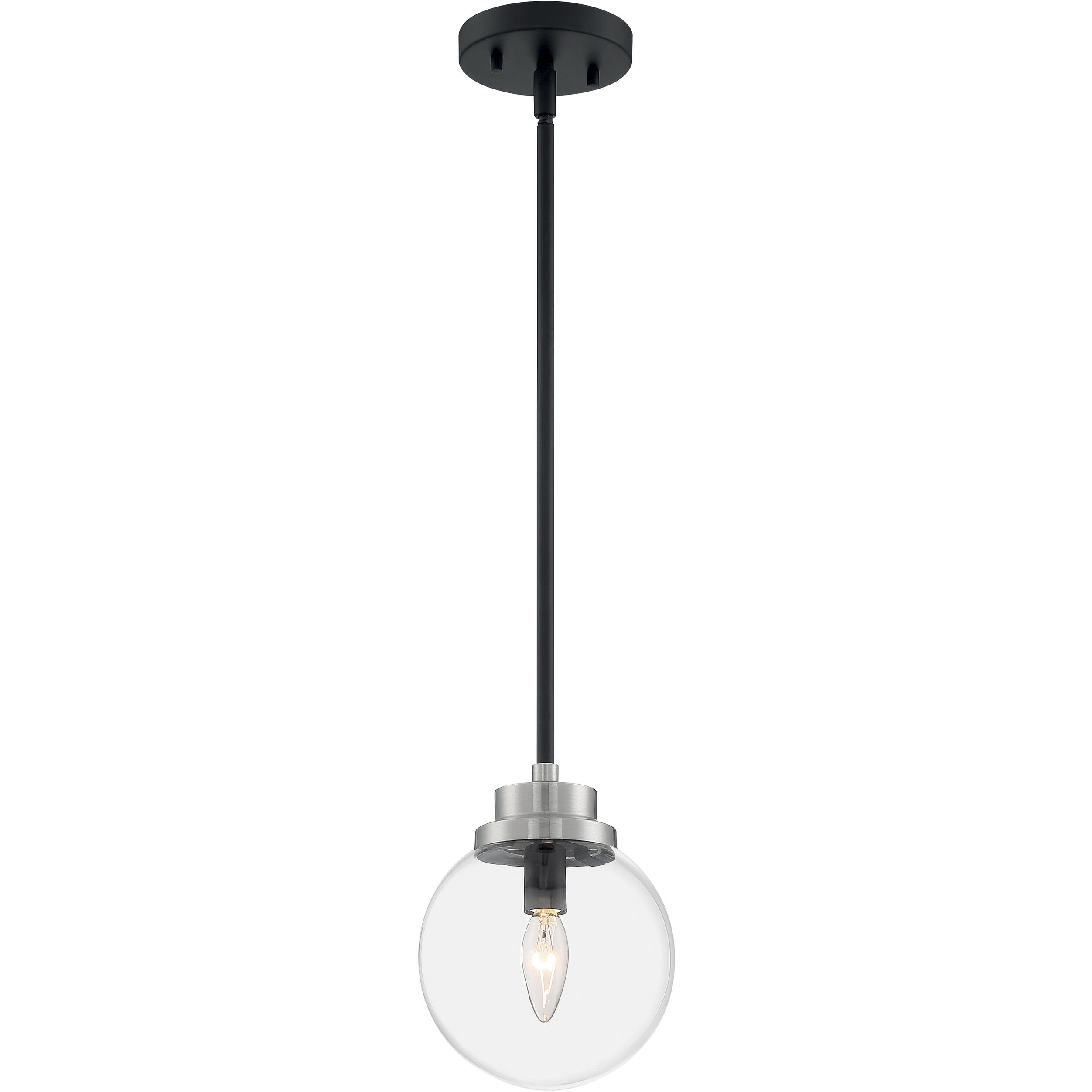 Axis 1 Light 8 inch Matte Black and Brushed Nickel Accents Pendant Ceiling Light