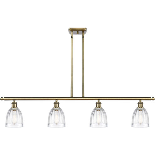 Ballston Brookfield 4 Light 48 inch Antique Brass Island Light Ceiling Light in Clear Glass, Ballston