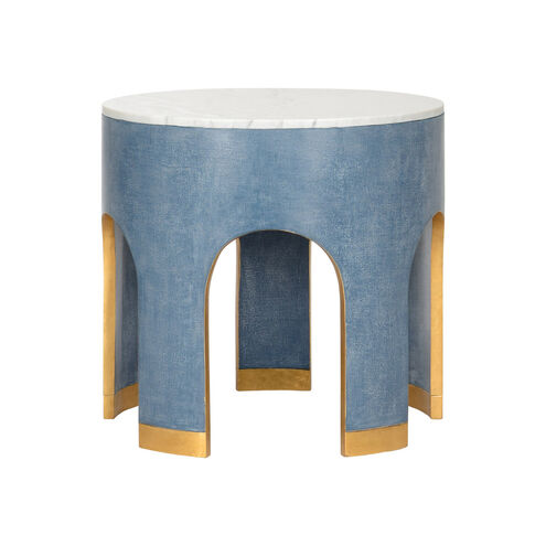 Elizabeth Wicker Natural White/Blue/Antique Gold Leaf End Table