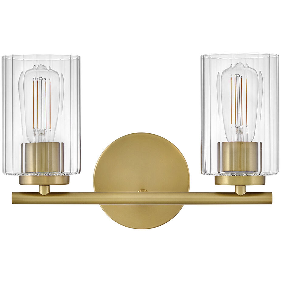 Leta 2 Light 13.75 inch Lacquered Brass Bath Light Wall Light