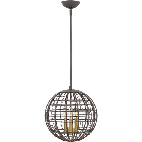 Terra 3 Light 13 inch Oiled Bronze Pendant Ceiling Light