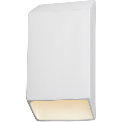 Ambiance LED 7 inch Gloss White ADA Wall Sconce Wall Light, Closed Top Fixture, Tapered Rectangle