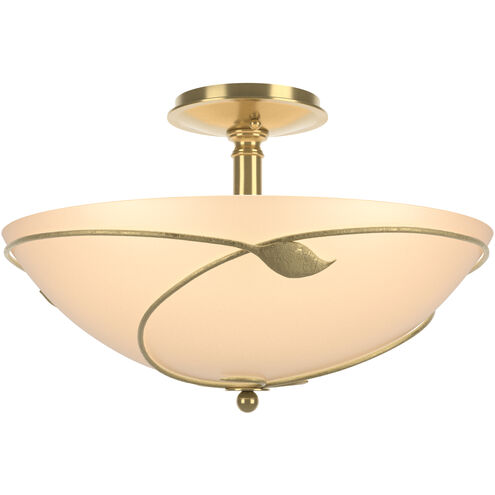 Forged Leaves 3 Light 16 inch Modern Brass Semi-Flush Ceiling Light in Sand, Large