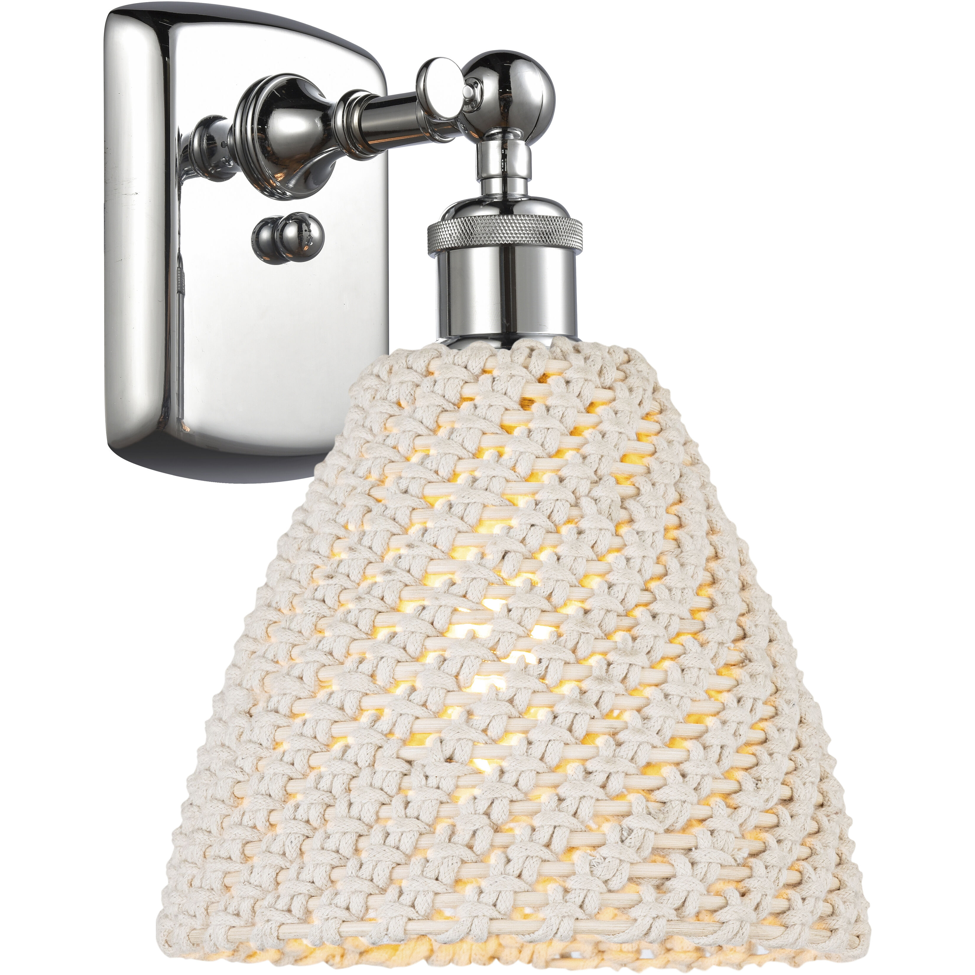 Ballston Bristol Natural Armed Sconce Wall Light in Polished Chrome