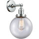 Franklin Restoration Large Beacon LED 8 inch Polished Chrome Sconce Wall Light in Clear Glass, Franklin Restoration