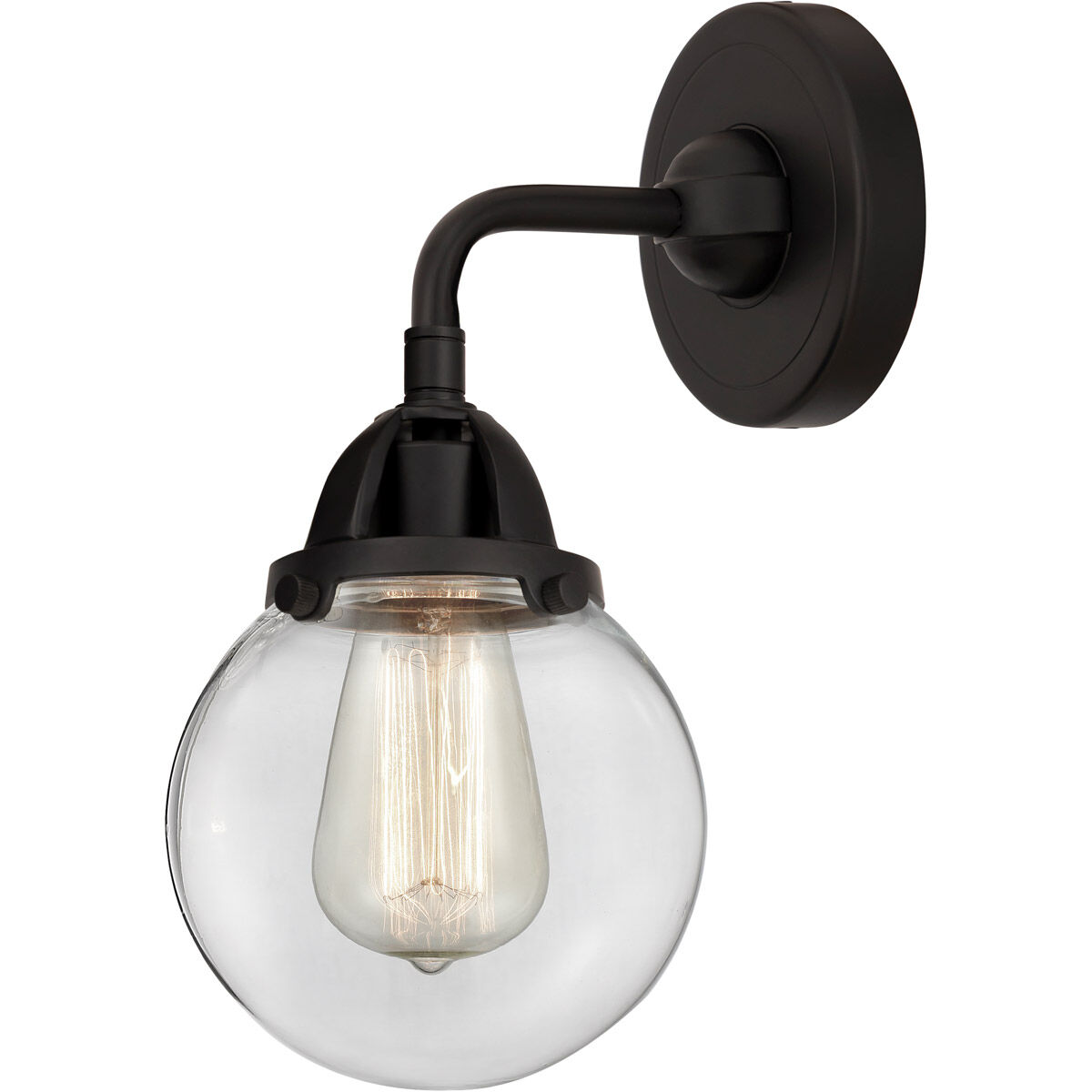 Nouveau 2 Beacon 1 Light 6 inch Matte Black Sconce Wall Light in Clear Glass