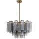 Addis 9 Light 22 inch Aged Brass Chandelier Ceiling Light in Tronchi Glass Smoke