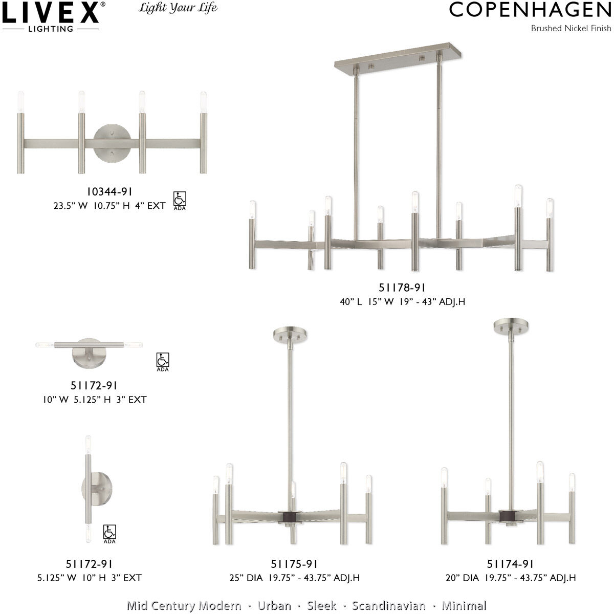Copenhagen 5 Light 25 inch Brushed Nickel Chandelier Ceiling Light