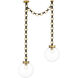 Marie Flanigan Bellamy LED 12 inch Soft Brass and Bronze Statement Chain Globe Chandelier Ceiling Light in Clear Glass