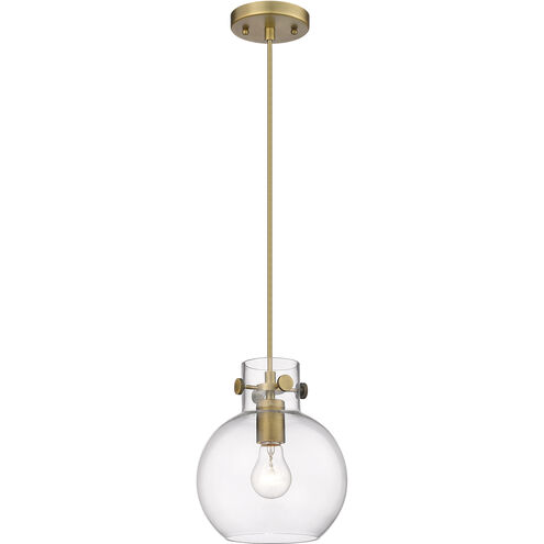 Downtown Urban Newton Sphere 1 Light 8 inch Brushed Brass Mini Pendant Ceiling Light in Clear