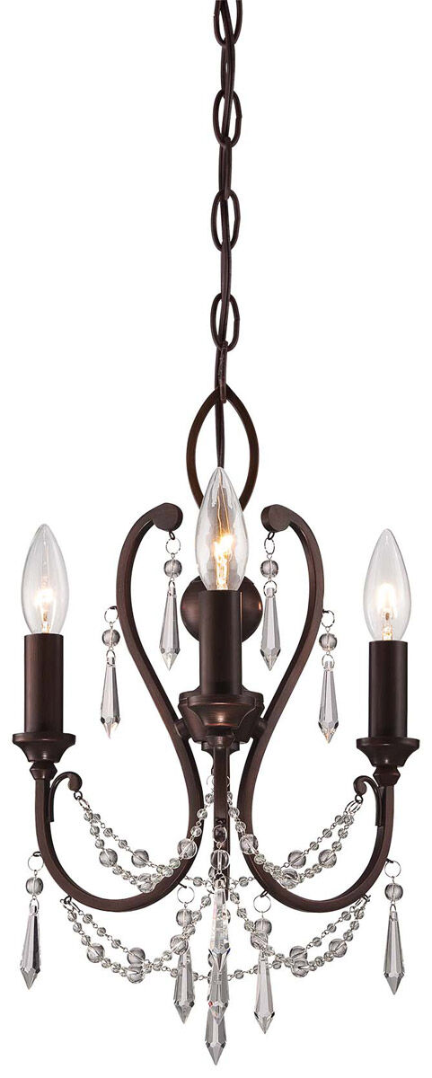 ML 3 Light 12 inch Vintage Bronze Mini Chandelier Ceiling Light
