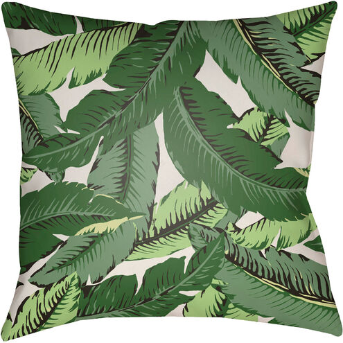 Banana Leaf 18 X 18 inch Green and White Outdoor Throw Pillow