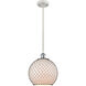 Ballston Large Farmhouse Chicken Wire LED 10 inch White and Polished Chrome Mini Pendant Ceiling Light, Ballston