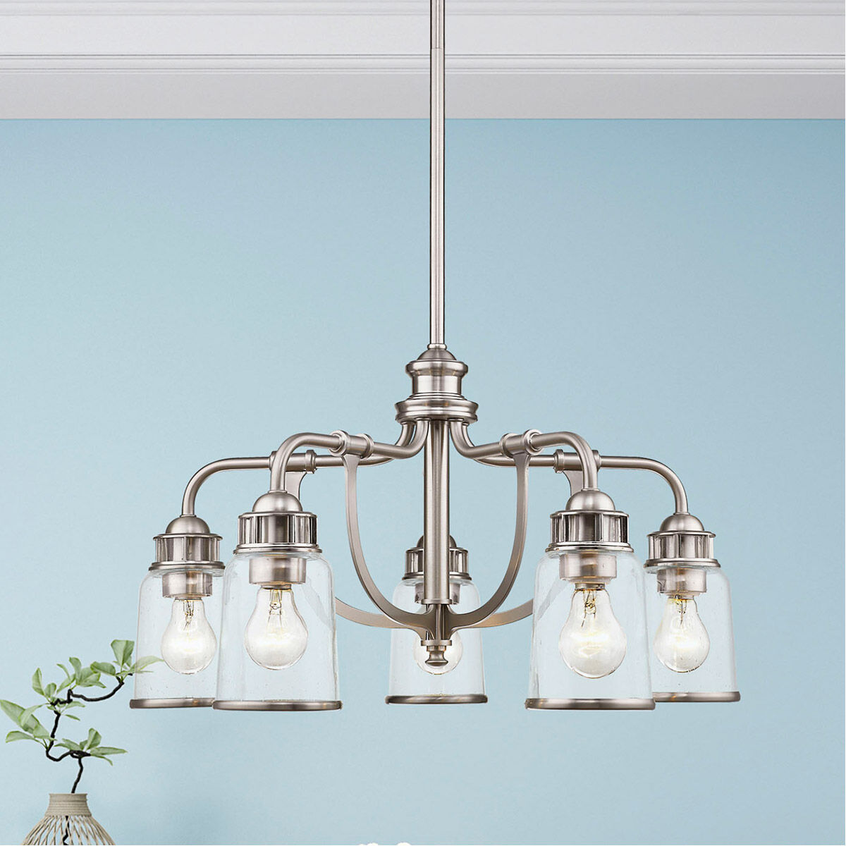 Lawrenceville 5 Light 24 inch Brushed Nickel Dinette Chandelier Ceiling Light