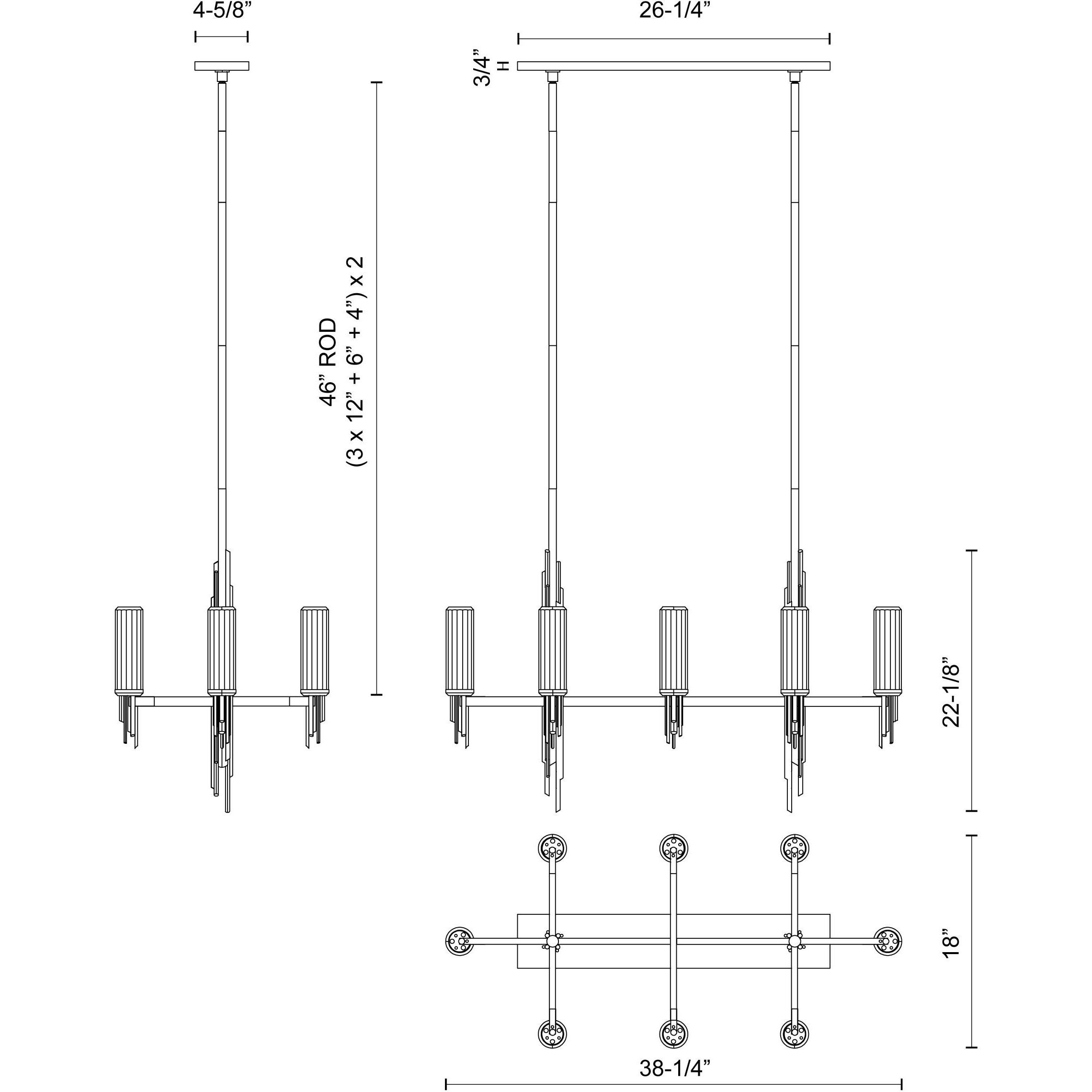 Torres 8 Light 38.25 inch Polished Nickel Linear Pendant Ceiling Light