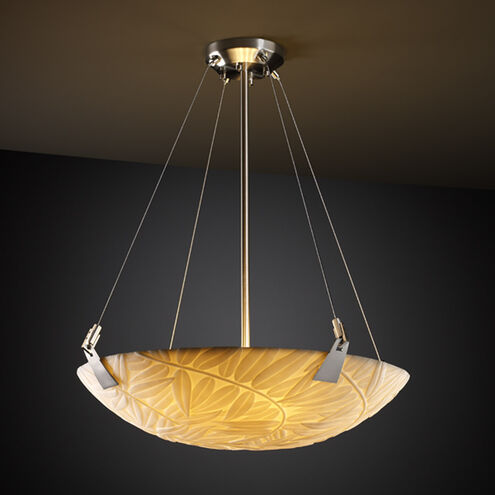 Porcelina LED 18 inch Matte Black Pendant Ceiling Light in 3000 Lm LED, Bamboo, Round Bowl