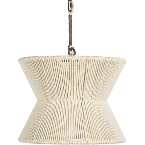 Gordon 1 Light 16 inch White Cotton Rope / Rust Pendant Ceiling Light