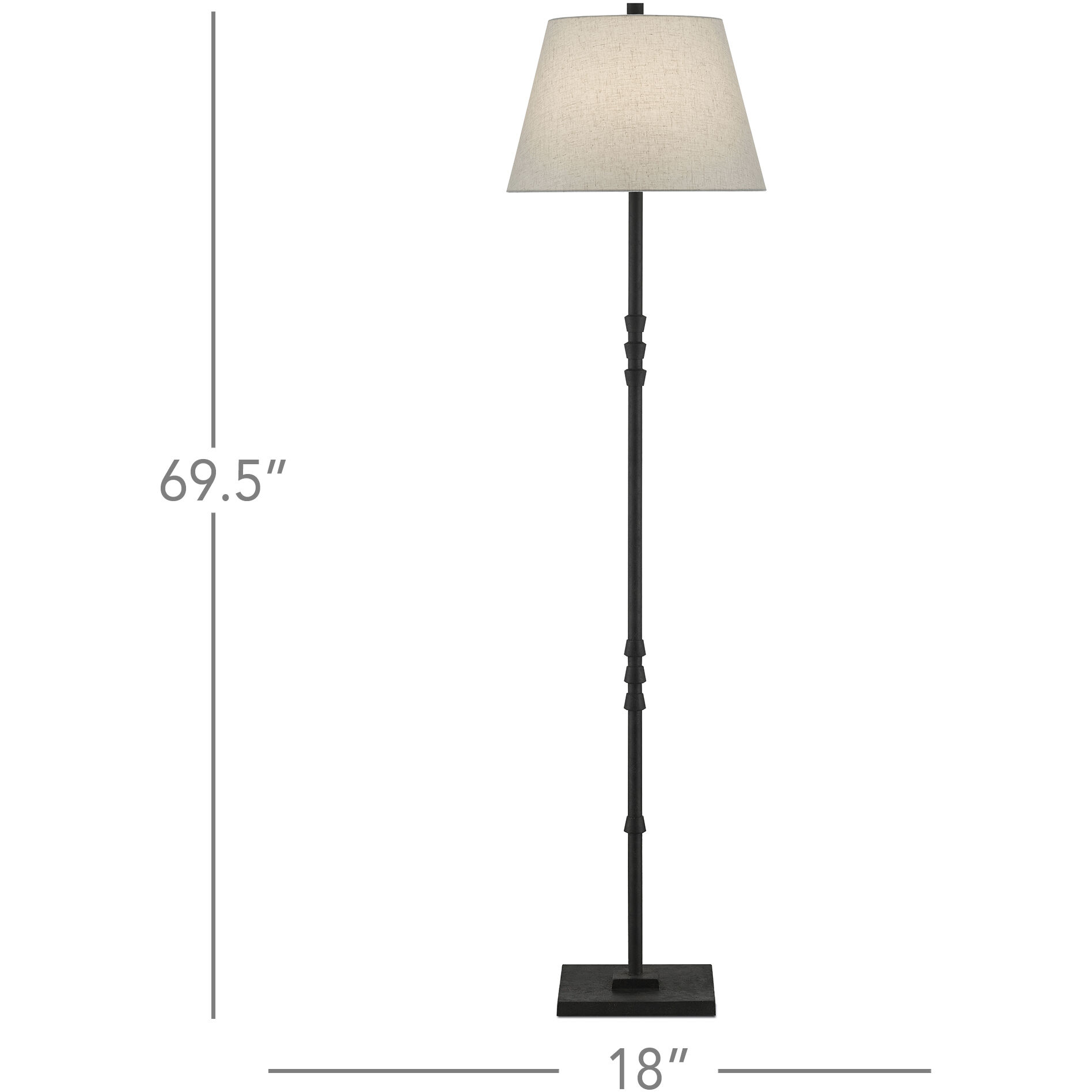 Lohn 69.5 inch 150 watt Molé Black Floor Lamp Portable Light