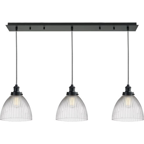 Edison Seneca Falls 3 Light 36 inch Matte Black Linear Pendant Ceiling Light, Edison