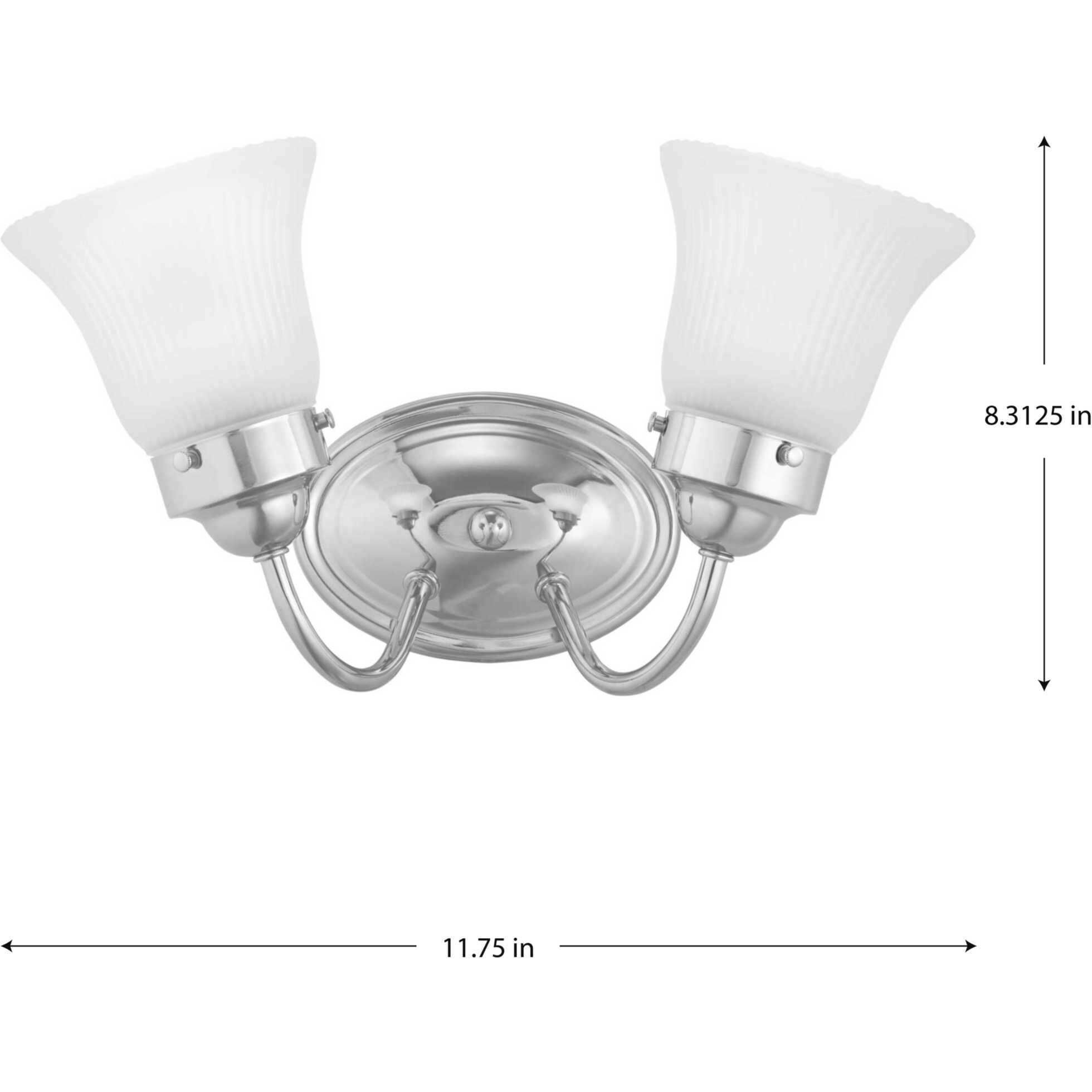 Fluted Glass 2 Light 11.75 inch Polished Chrome Bath Vanity Wall Light in Etched