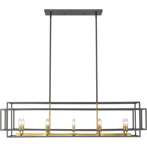 Titania 10 Light 54 inch Bronze and Olde Brass Linear Chandelier Ceiling Light